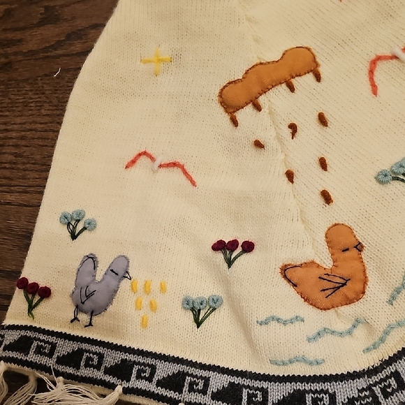 Children's Hand Embroidered Peruvian Style Hooded Zip Front Poncho - Picture 7 of 7